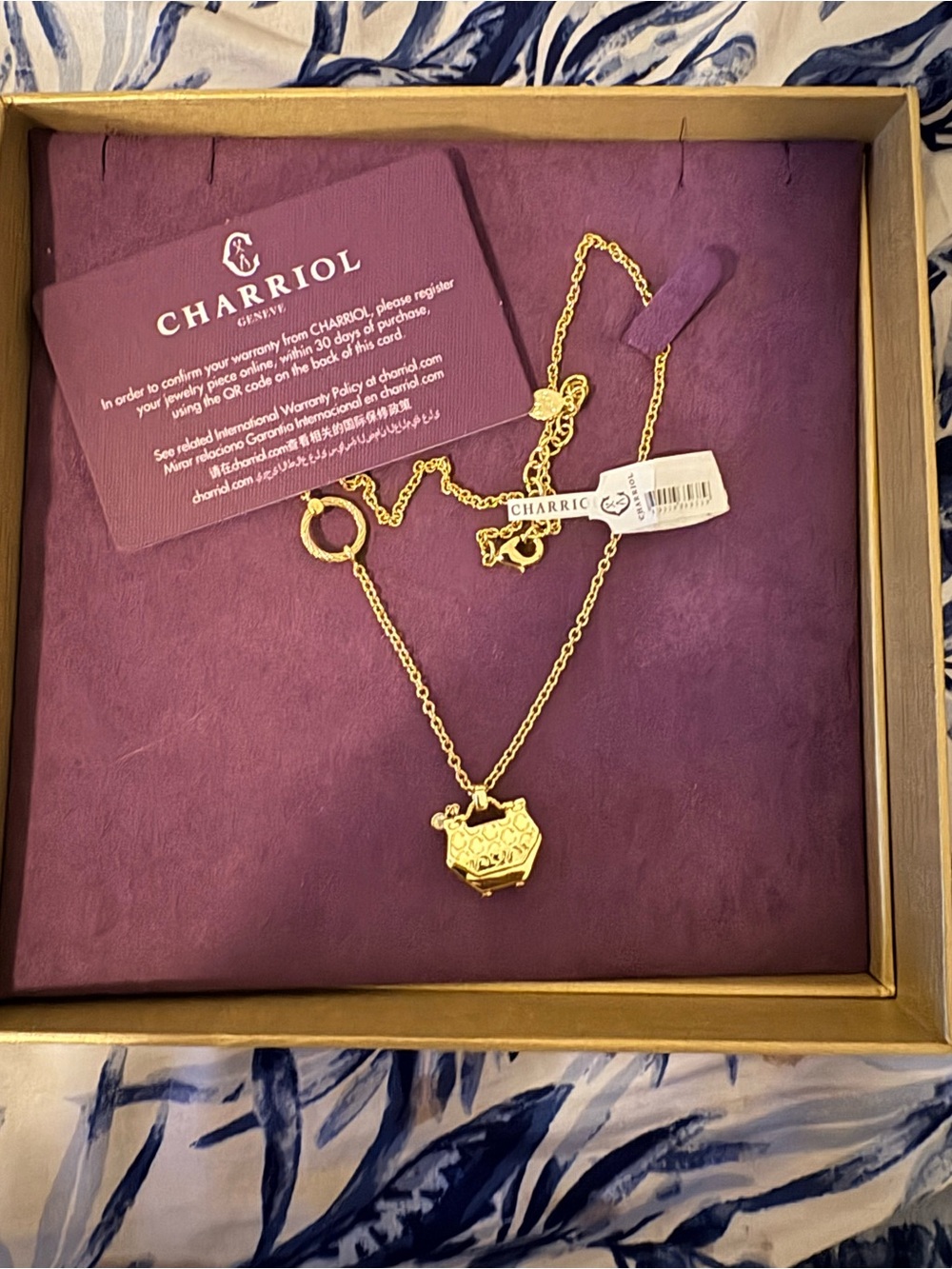 Charriol Gold-Tone Pendant Necklace with Bag purse Charm pendant